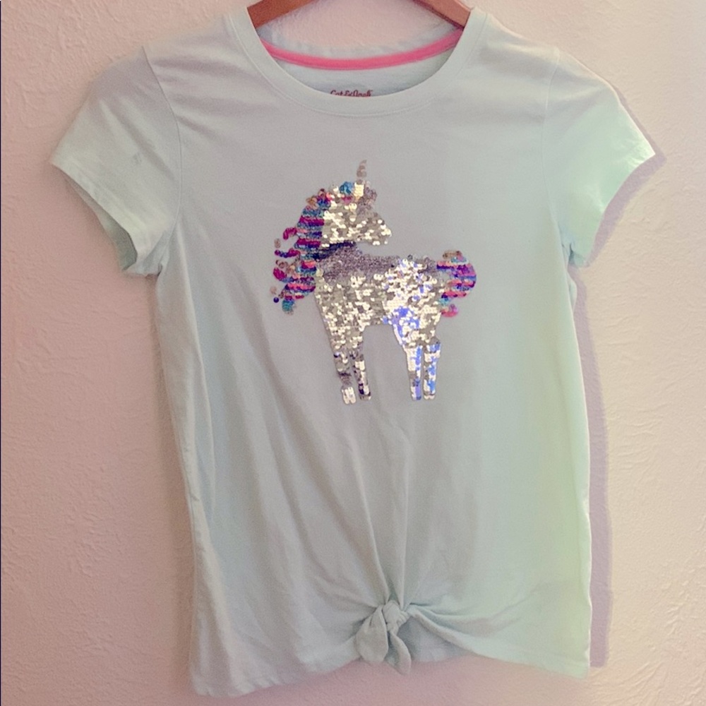 Cat & Jack girls XL unicorn sequin shirt
